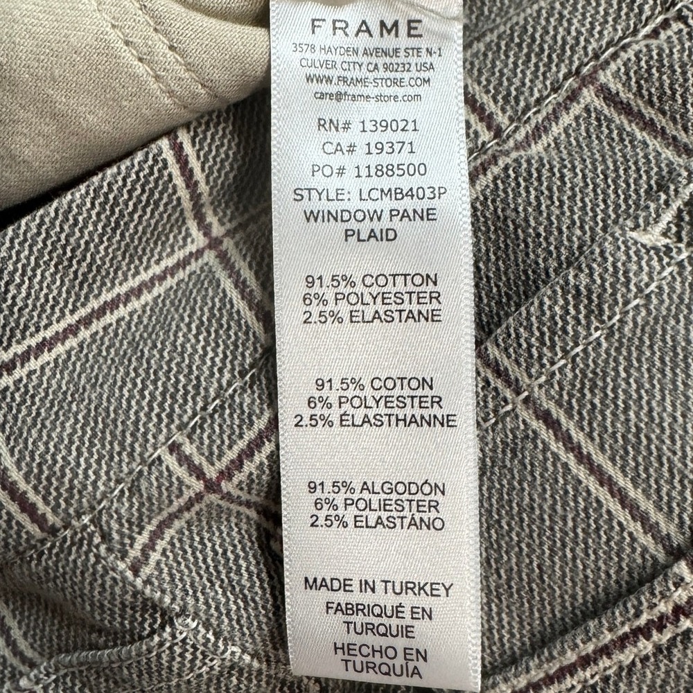 FRAME Women's‎ Le Crop Mini Boot Pants Window Pane Plaid Gray Jeans Size 27 - Picture 6 of 8